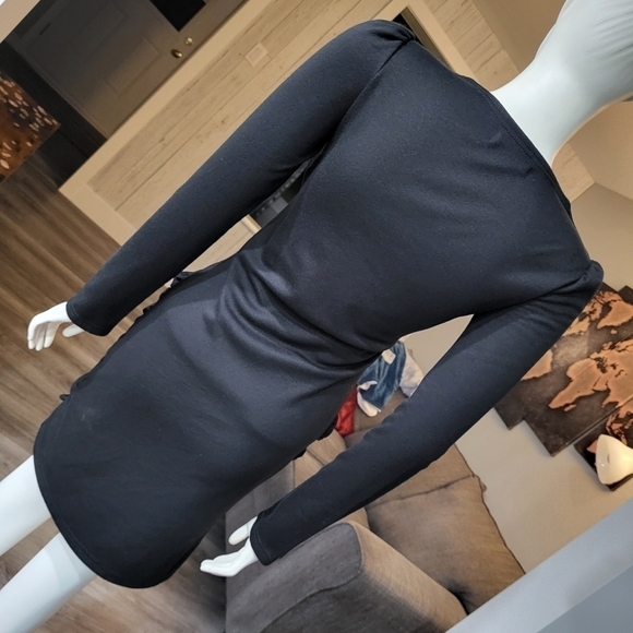 EBUBA - Black Draped Long Sleeve Mini dress - Picture 2 of 8